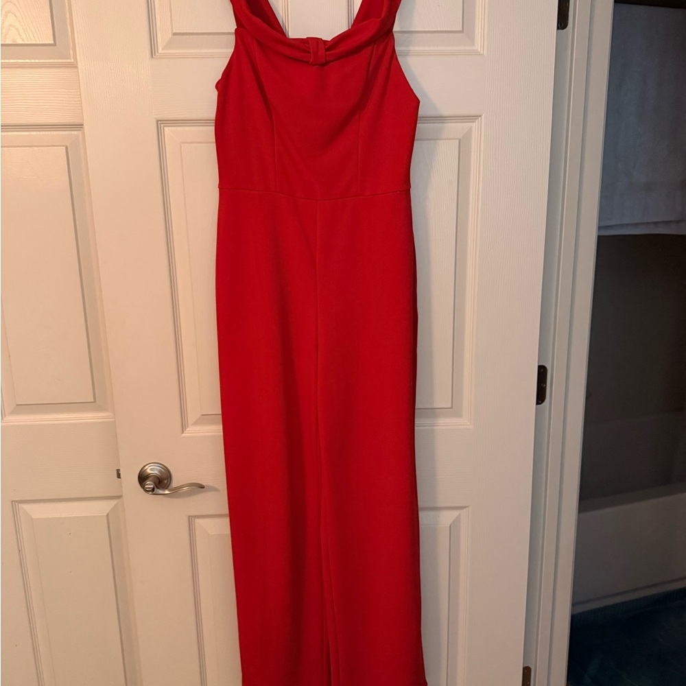 Elegant Red Wide Leg Jumpsuit